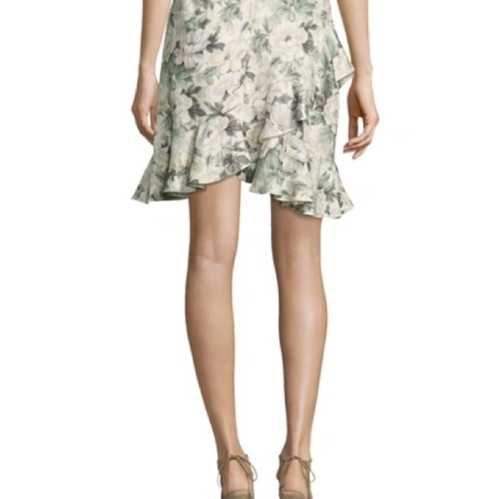 Zimmermann Asymmetrical Floral Skirt in Cream and Green A0449